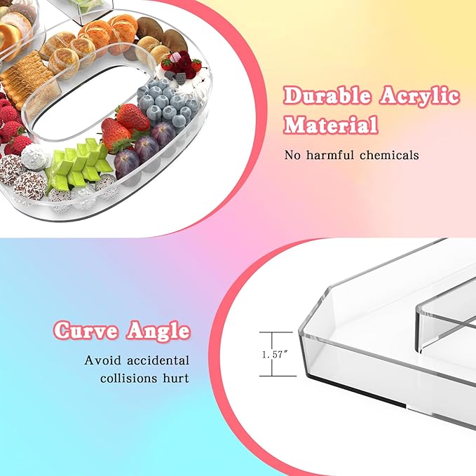 11" Acrylic Number Charcuterie Tray, Fillable Number Charcuterie Box for Food, Reusable Serving Cake Candy Dish Display Tray for Birthday Anniversary Party Decoration (Number 4)