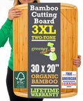 30 x 20 Organic Extra Large Cutting Board with Lifetime Replacements – Wood Bamboo Chopping Board - Wooden Butcher Block Cutting Board for Carving Turkey, Grilling Brisket and BBQ - by Greener Chef