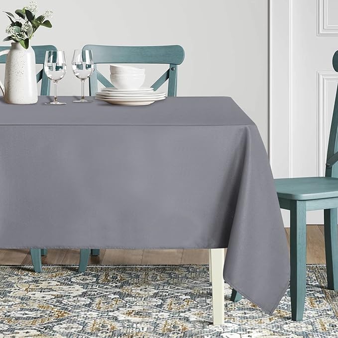 sancua Rectangle Tablecloth - 60 x 102 Inch - Stain and Wrinkle Resistant Washable Polyester Table Cloth, Decorative Fabric Table Cover for Dining Tables, Buffet Parties and Camping, Light Grey
