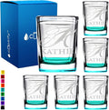 Personalized Shot Glasses Set of 6 Initial and Name 2oz Teal Bottom Etched Square Shot Glass Engraved with Custom Text Birthday Gift for Men and Women