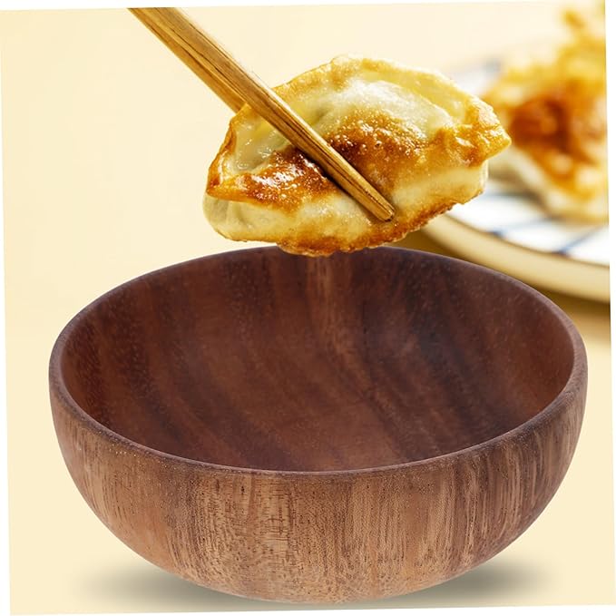 2Pcs Acacia Small Serving Bowl Set Flat Bottom Bowls for Salad and Dessert Smooth Finish for Entertaining and Everyday Use