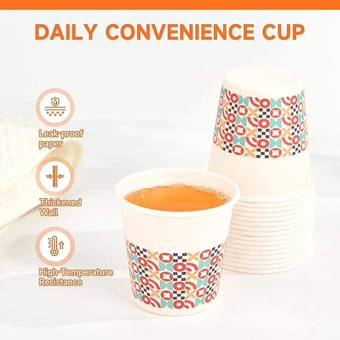 600 Pack 3 oz Bathroom Cups, Disposable Paper Cups with Rolled Rim, Small Paper Mouthwash Cup for Guest Bathrooms, Vanity & Office Use, Puzzle