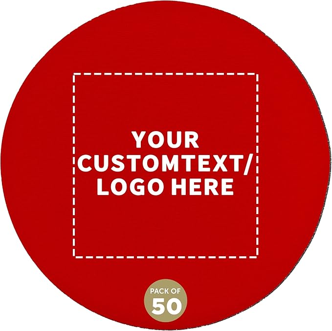 50 Round Foam Bud Coasters Pack, 4 inch - Customizable Text, Logo - PU Foam, Party Favor - Red