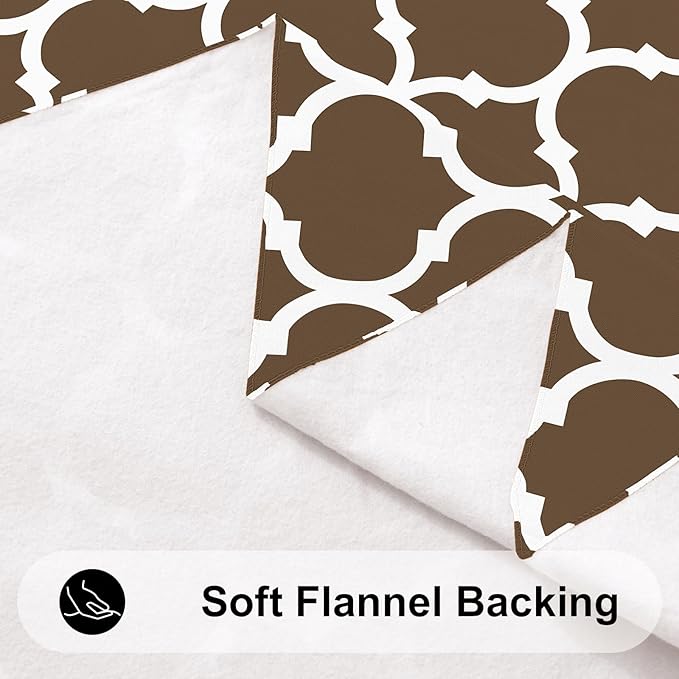 Smiry Rectangle Table Cloth, Waterproof Vinyl Tablecloth with Flannel Backing for Rectangle Tables, Wipeable Spillproof Plastic Tablecloths for Dining, Camping, Indoor and Outdoor (52"x70", Brown)