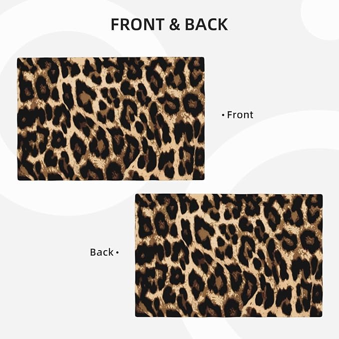 Black Brown Leopard Print Placemats Set of 4 Cheetah Leopard Skin Linen Washable African Wild Animal Placemat Kitchen Dining Heat-Resistant Place Mats Desktop Decor Table Mats 12x18 Inch