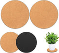 2 Pieces Cork Plant Coasters, 12 Inch Cork Plant Mats, Cork Coaster for Planters, Large Plant Coasters for House Plants Indoors (Nude & Black)