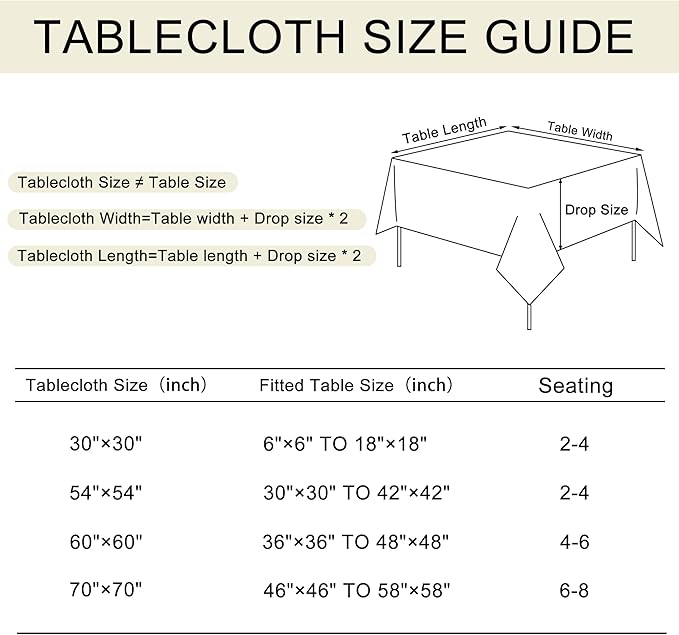 JIUZHEN Square Table Cloth Faux Linen Farmhouse Tablecloth Wrinkle & Stain Resistant Table Cover for Kitchen Dining, Holiday Party Dinner, White, 54 x 54 Inch