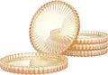 Amber Glass Coaster Set of 5,Round Glass Coaster,Suitable for Cafes, Dining Tables, Offices, Bars, Terraces (Amber)