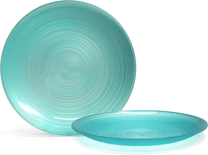 " OCCASIONS " 50 Plates Pack (25 Guests)-Wedding Party Disposable Plastic Plate Set -25 x 10'' Dinner + 25 x 7'' Salad & Dessert plates (Belize in Aqua)