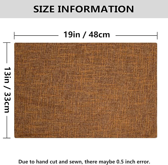 Kevin Textile Faux Linen Heat Resistant Placemats for Dining Table Set of 4, Easy to Clean Anti-Slip Place Mats, 13" x 19", Hazel Brown