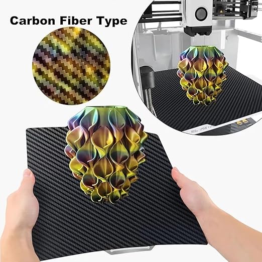PEO PET Bambu Labs Build Plate for Bambu Lab P2S X1 X1C X1E P1P P1S A1 3D Printer,Smooth Flexible Double Sided Diamond PEO+Carbon Fiber PET Spring Steel Sheet 257x257mm for Bambu 3D Printers