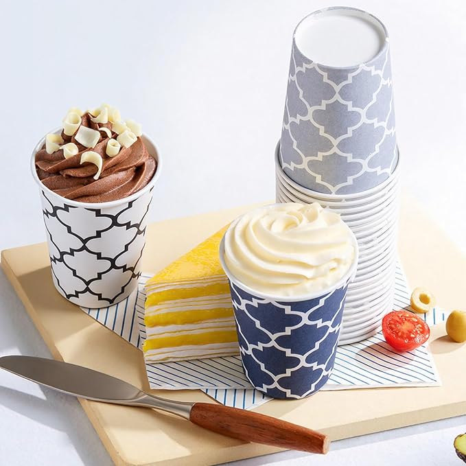 300 Pack Paper Cups 8 oz, Disposable Coffee Cups 8 OZ Colourful Hot/Cold Beverage Drinking Cups for Office Party Home Picnic