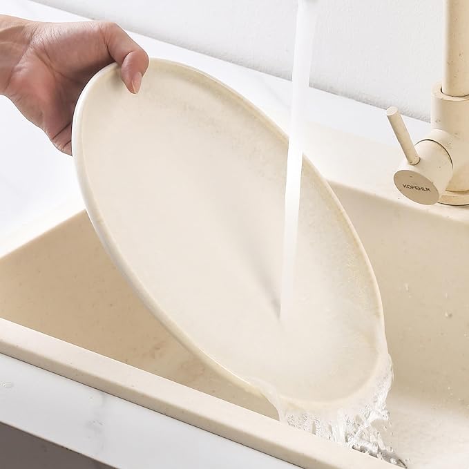 Ceramic Large Serving Platters- Set of 3 Oval Platters for Entertaining. Kitchen Dishes for Dinner, Fruit, Salad, Turkey, etc. Oven, Dishwasher Safe, 15.75"/13.75"/12",Mixed White