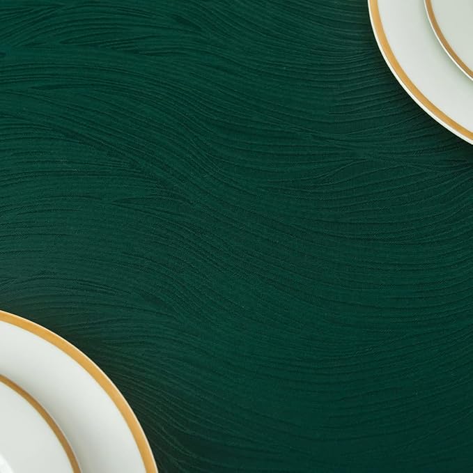 maxmill Rectangle Swirl Design Tablecloth Waterproof Spillproof Wrinkle Free Table Cloth, Kitchen Dinning Tabletop Decoration, Fabric Table Cover for Christmas Parties, 52 x 70 Inch, Hunter Green