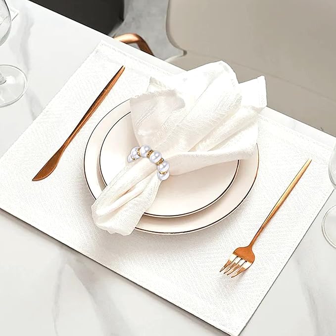 100Pcs Gold Disposable Imitation Pearl Napkin Rings, Exquisite White Gold Beaded Napkin Rings for Wedding Party Table Decoration and Daily Use