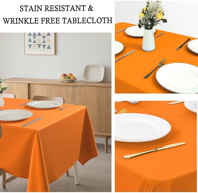8 Pack Orange Tablecloth 60 x 126 Inch Rectangular Table Cloth for 8 Foot Rectangle Tables, Wrinkle Resistant Washable Rectangle Fabric Table Covers for Wedding Party Banquet Buffet and Camping