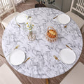 Walrus Round Vinyl Fitted Tablecloth with Flannel Backing Elastic Edge Design Table Cover Waterproof Oil-Proof PVC Table Cloth Stain-Resistant Best for 32"-36" Round