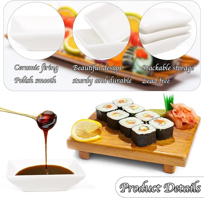 Ceramic Soy Sauce Dish, 6pcs Sushi Dipping Sauce Bowls Dipping Sauce Cups Soy Sauce Dish, Ceramic Dipping Sauce Cups Dipping Bowls For Sauce, Side Dish, Condiments, Sushi