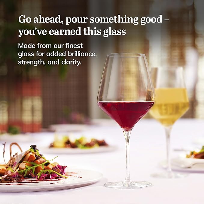 Libbey Signature Greenwich Wine Glass Gift Set, 24 Oz Angular Red Wine Glasses Set of 4 with Pulled Stem, Stemware Glasses for Cocktails, and More