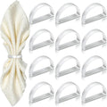 KPOSIYA Napkin Rings Set of 8, Metal Silver Napkin Rings Bulk for Table Settings, D-Shape Napkin Holders Rings for Dinner Table Decor, Easter, Fall,Thanksgiving, Christmas, Party,（Silver 8 pcs）