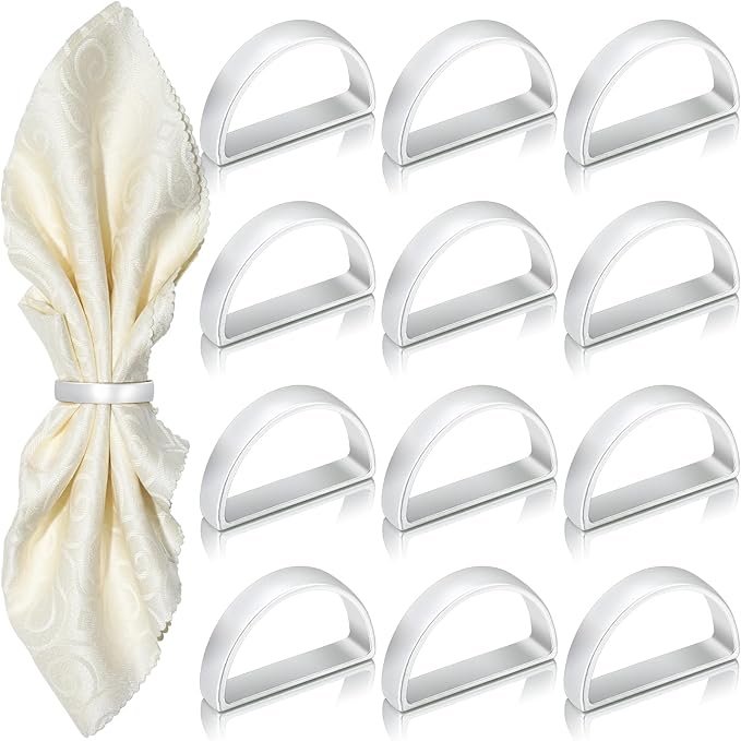 KPOSIYA Napkin Rings Set of 72, Metal Silver Napkin Rings Bulk for Table Settings, D-Shape Napkin Holders Rings for Dinner Table Decor, Easter, Fall,Thanksgiving, Christmas, Party,（Silver 72 pcs）