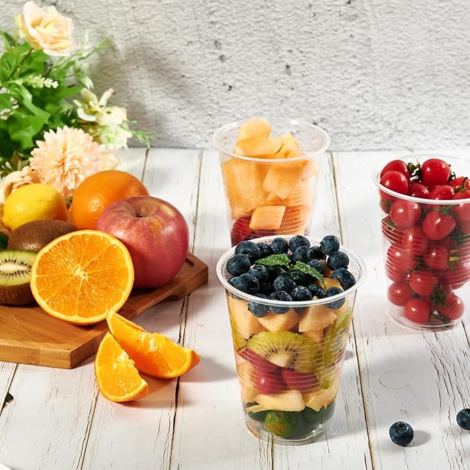 Lilymicky 260 Pack 16 oz Clear Plastic Cups, Cold Disposable Plastic Drinking Cups for Parties, Picnic, BBQ, Travel, and Events