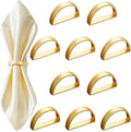 100 Pcs Stainless Steel Napkin Rings Metal Napkin Ring Holders Valentine's Day Modern Serviette Buckles Metallic Adornment for Spring Table Kitchen Dinner Party Wedding(Matte Gold Semicircle)