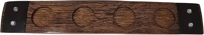 Barrel Stave Premium 4 Glass Whiskey Flight Serving Tray No Glasses Included, Red Mahogany