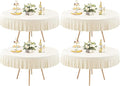 4 Pack Ivory Spandex Round Tablecloths for 72in Table, Stretchy Fitted 6FT Round Table Cloths, Wrinkle Free Table Cover with Skirt for Wedding Birthday Party Bridal Shower Banquet