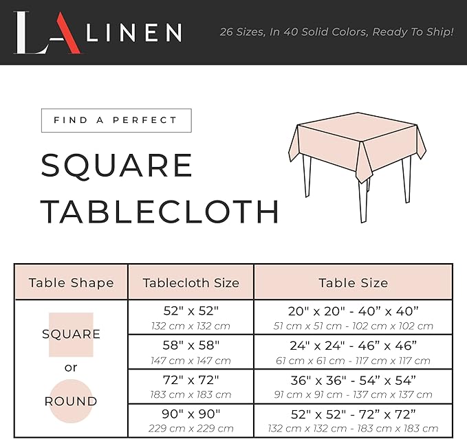 LA Linen Polyester Poplin Washable Square Tablecloth, Stain and Wrinkle Resistant Table Cover 72x72, Fabric Table Cloth for Dinning, Kitchen, Party, Holiday 72 by 72-Inch, Pink Light
