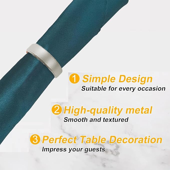 8 Pcs Silver Napkin Rings - Metal Napkin Ring,Stainless Steel Napkin Rings for Table Settings Wedding Christmas Party Dinner Table(Semicircle)