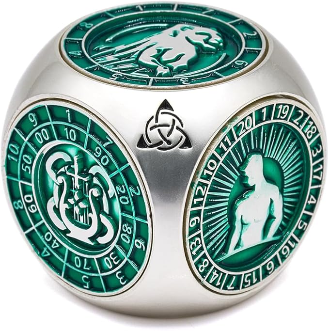 Spinner Metal DND Dice Set, 7-in-1 Polyhedral Dice Set for Tabletop RPG (Matte Green)