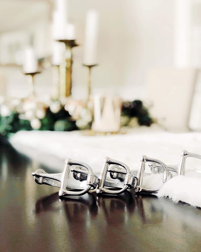 Arthur Court Designer Metal Bit Napkin Rings, Set of 4, Equestrian Aluminum Cast, Horse Horseshoe Decor for Cowboy, Cowgirl Riders and Horse Lovers