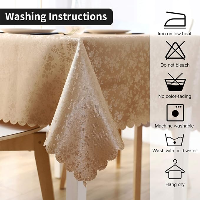 Smiry Square Table Cloth, Waterproof Heavy Duty Vinyl Tablecloths, Wipeable Washable Table Cover for Kitchen and Dining Room (Brown, 54" X 54")