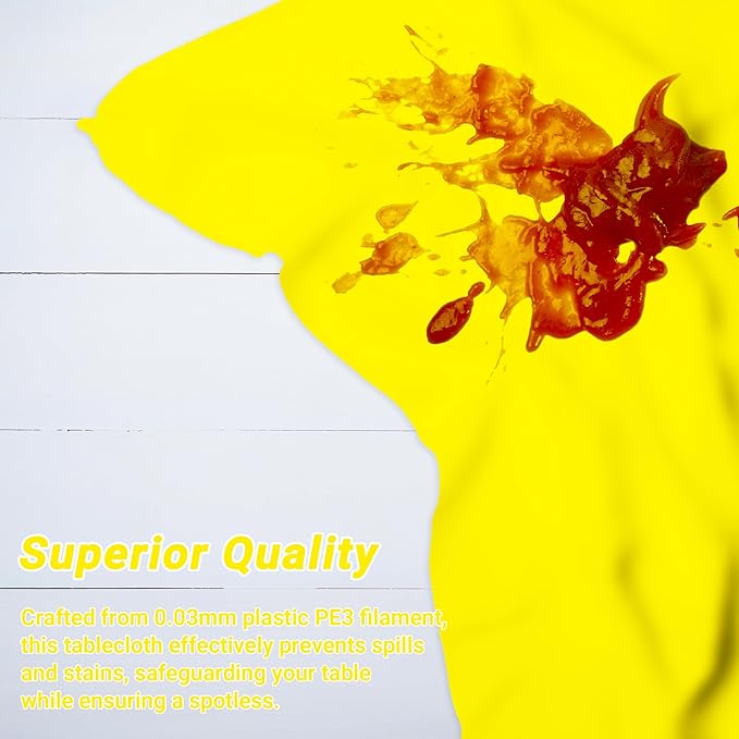QZYL 2 Pack Plastic Table Cloths, 108 x 54 Inches Yellow Tablecloth, Decorative Yellow Rectangle Tablecloth Disposable Tablecover, Party Decorations Table Decor for Birthday Wedding Picnic