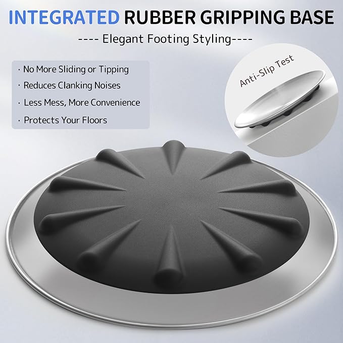 304 Stainless Steel Cat Plates for Wet food, 6.7" Shallow/Wide Whisker Friendly Cats Food Bowls, Non-Slip Silicone Base,Easy to Clean Indoor Cat Feeding Dishes, 2 Pack