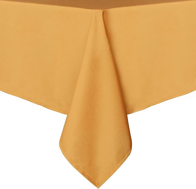 sancua Rectangle Tablecloth - 70 x 90 Inch - Stain and Wrinkle Resistant Washable Polyester Table Cloth, Decorative Fabric Table Cover for Dining Tables, Buffet Parties and Camping, Gold