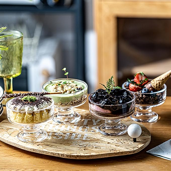 7oz Glass Ice Cream Bowls- Versatile Dessert Bowls & Cups for Mixed Drinks, Desserts, Nuts, Fruit, Pudding & Snacks- Perfect for Parties, Gatherings (12)