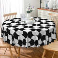 Laeacco 70 Inch Geometric Round Tablecloth Black and White Abstract Pattern Modern Art Print Table Cloth Washable Waterproof Wrinkle Free Table Cover for Kitchen Dining Picnic Party Decoration