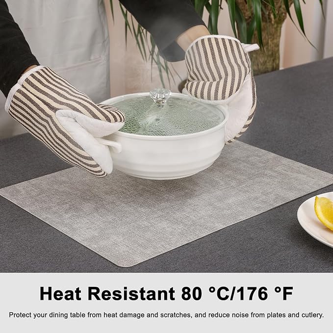 Myir JUN Reversible Vinyl Placemats Set of 8, Faux Leather Place Mats Dual Sided Waterproof Wipeable, Heat-Resistant Table Mats for Kitchen Dining Indoor Outdoor (12" x 17", Light Gray Reddish Brown)