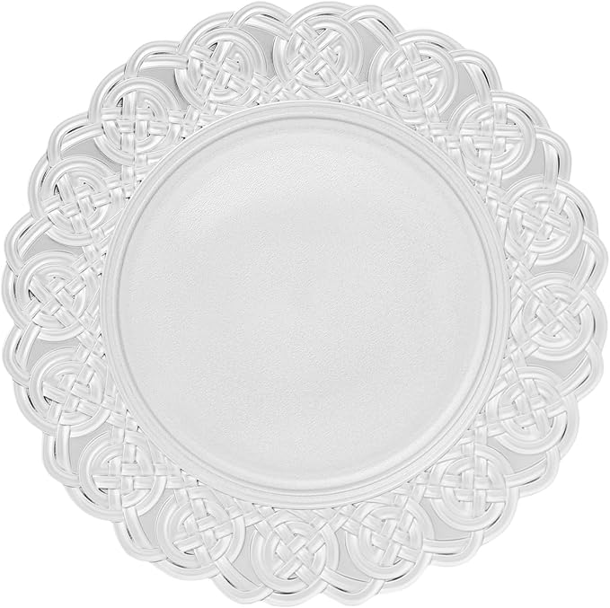 100 Pcs Antique Charger Plates Bulk, 13in Reusable Serving Plates Embossed Rim Plastic Party Dinner Plate Chargers Round Decorative Server Plate for Wedding Party Event Tableware