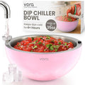 Vora 35oz Stainless Steel Chilled Serving Bowl - 1 Pack Insulated Serving Bowl with Anti Slip Base, Funnel & Plugs to Keep Dips, Salads & Appetizers Cold - Ice Bowls to Keep Food Cold for Parties