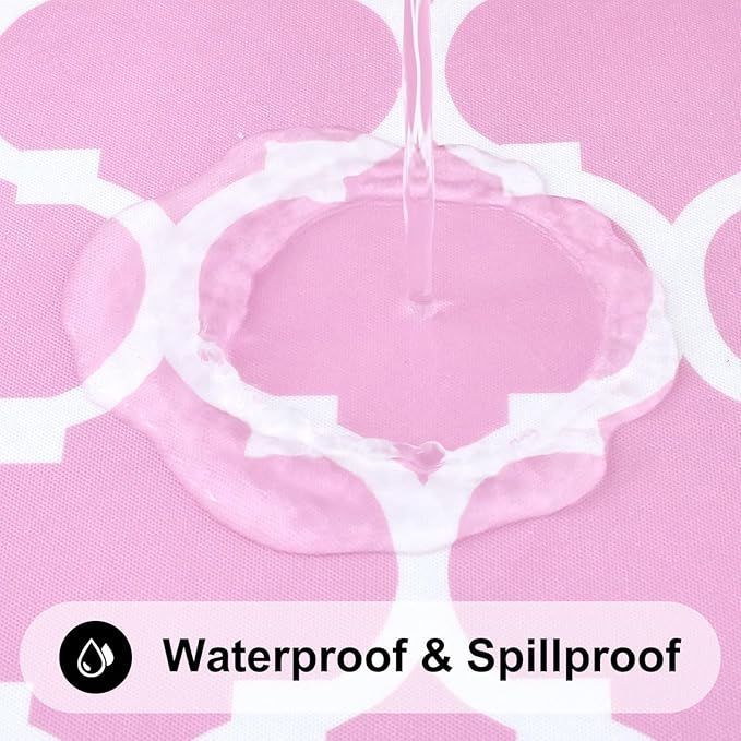 Smiry Rectangle Table Cloth, Waterproof Vinyl Tablecloth with Flannel Backing for Rectangle Tables, Wipeable Spillproof Plastic Tablecloths for Dining, Camping, Indoor and Outdoor, (54"x78", Pink)