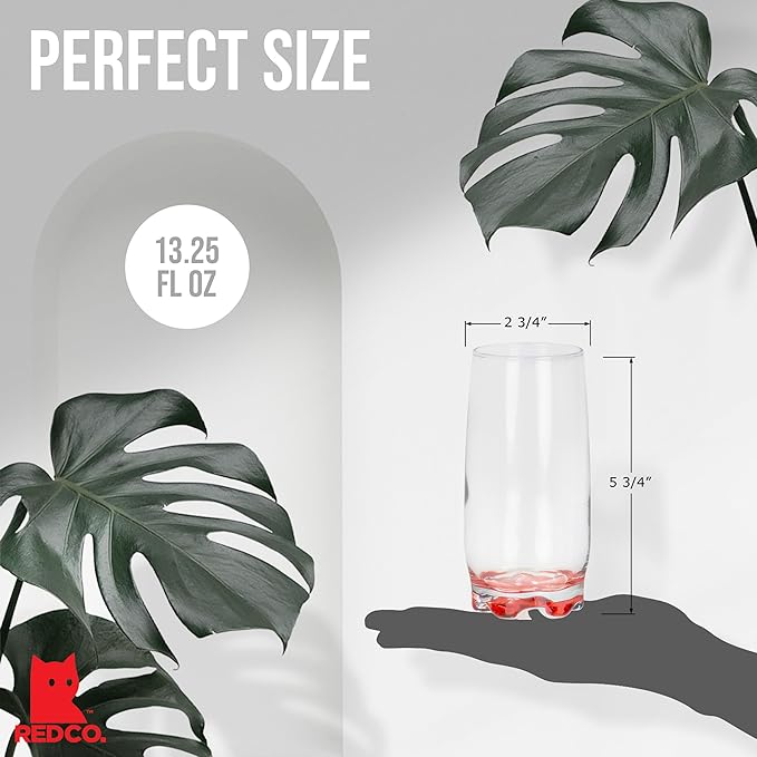 Vibrant Splash Water/Beverage Highball Glasses, 13.25 Ounce - Set of 4