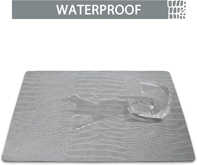 Set of 8 Faux Leather Placemats, PU Table Mats, Waterproof, Stain Resistant, Heat Resistant, Easy to Clean for Kitchen Dining Table,Conference Table