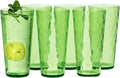 26oz Acrylic Glasses Drinkware (Set of 6), Hammered Design Shatter-Proof Plastic Cups, Reusable Large Drinking Tumblers, Stackable, BPA-Free, Dishwasher-Safe (Green)