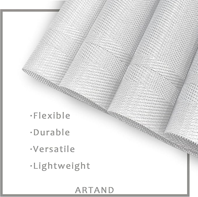 DACHUI Placemats Set of 6, Linen Look Woven Place Mats, Water Resistant, Heat Resistant, Washable, Durable Table Mats (Silver)