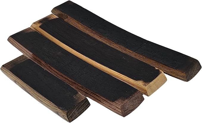 Barrel Stave Premium 4 Glass Whiskey Flight Serving Tray No Glasses Included, Red Mahogany