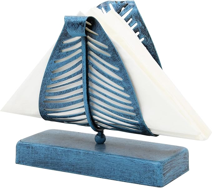 OwlGift Freestanding Modern Napkin Holder with Leaf Design, Tabletop Tissue Dispenser, Napkin Storage Organizer – Turquoise