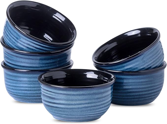 JINGUS Soup Bowl, 20 OZ Porcelain Cereal Bowls Set of 6 Perfect for Pasta, Snack, Oatmeal, Rice, Salad,and Ice Cream, Stackable & Durable Bowls for Kitchen, Microwave & Dishwasher Safe, Blue